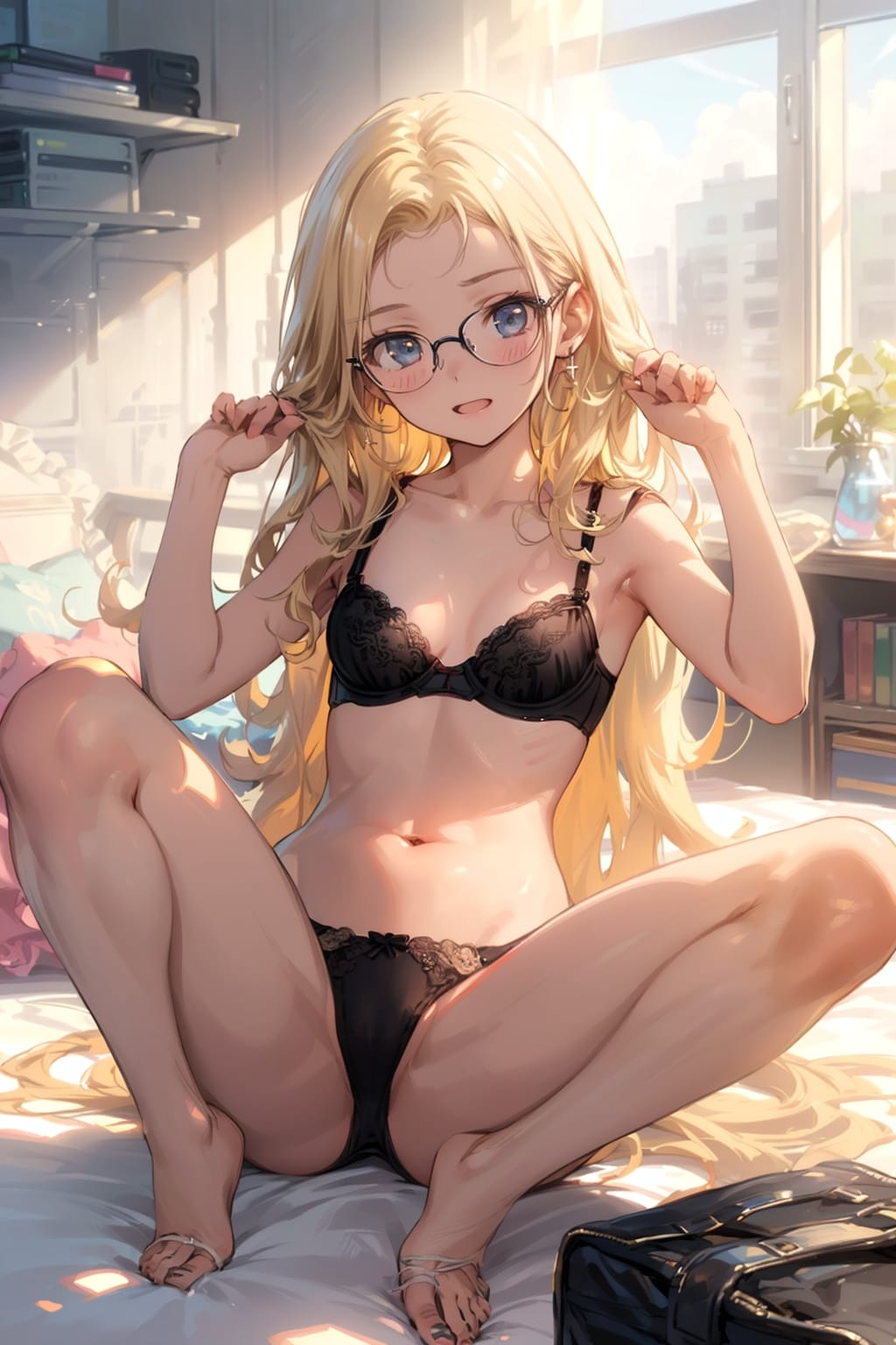 下着の眼鏡っ娘