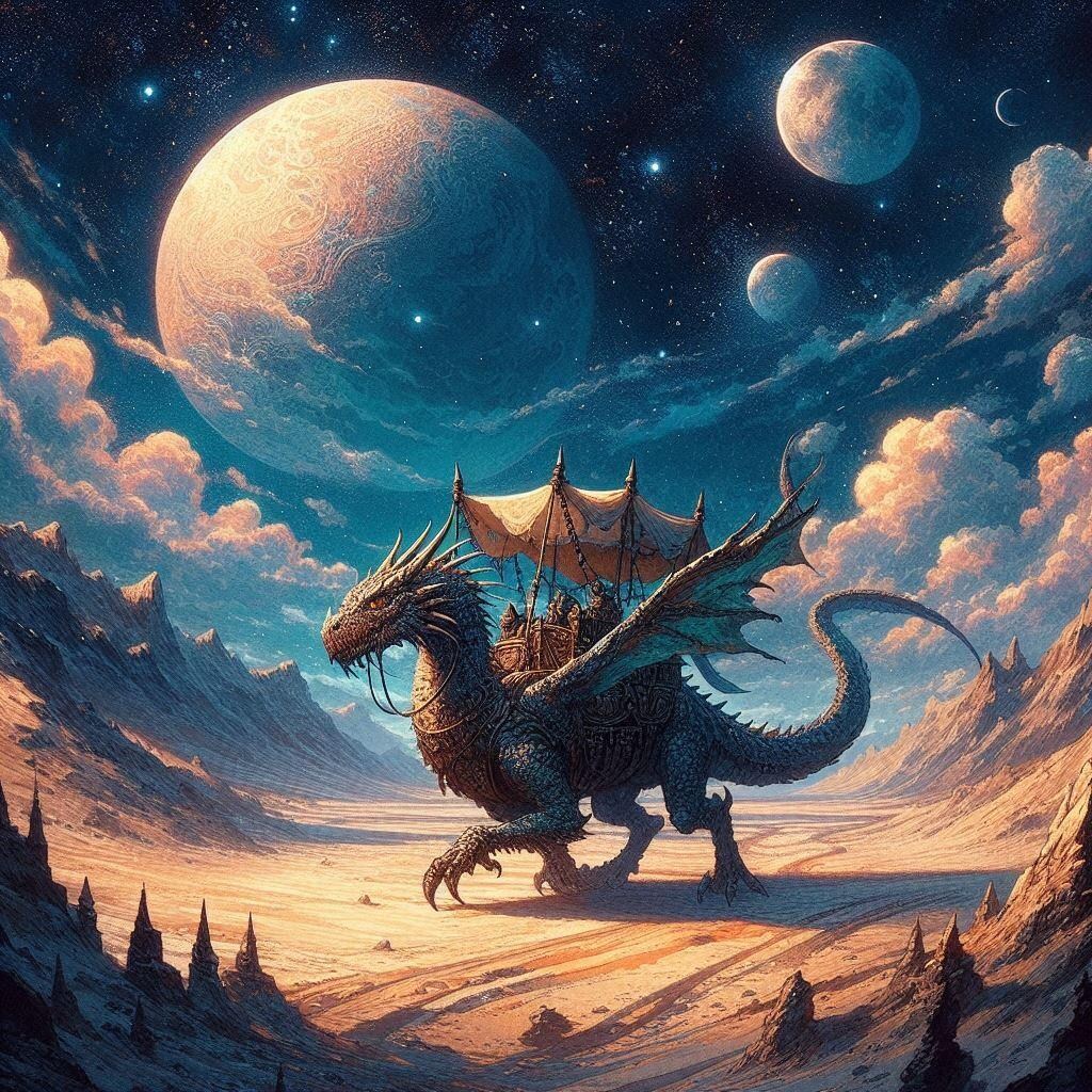 星の砂漠を行くドラゴンキャラバン
