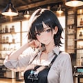 チャオ・リン、開店前のカフェで店番する世話焼き姉御の笑み 2枚目