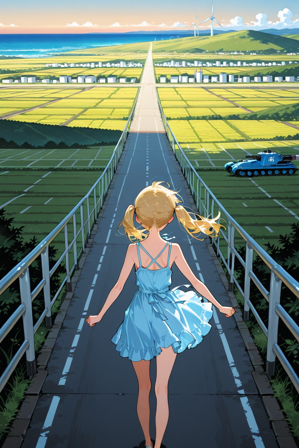 海まで続く長い一本道 | の人気AIイラスト・グラビア