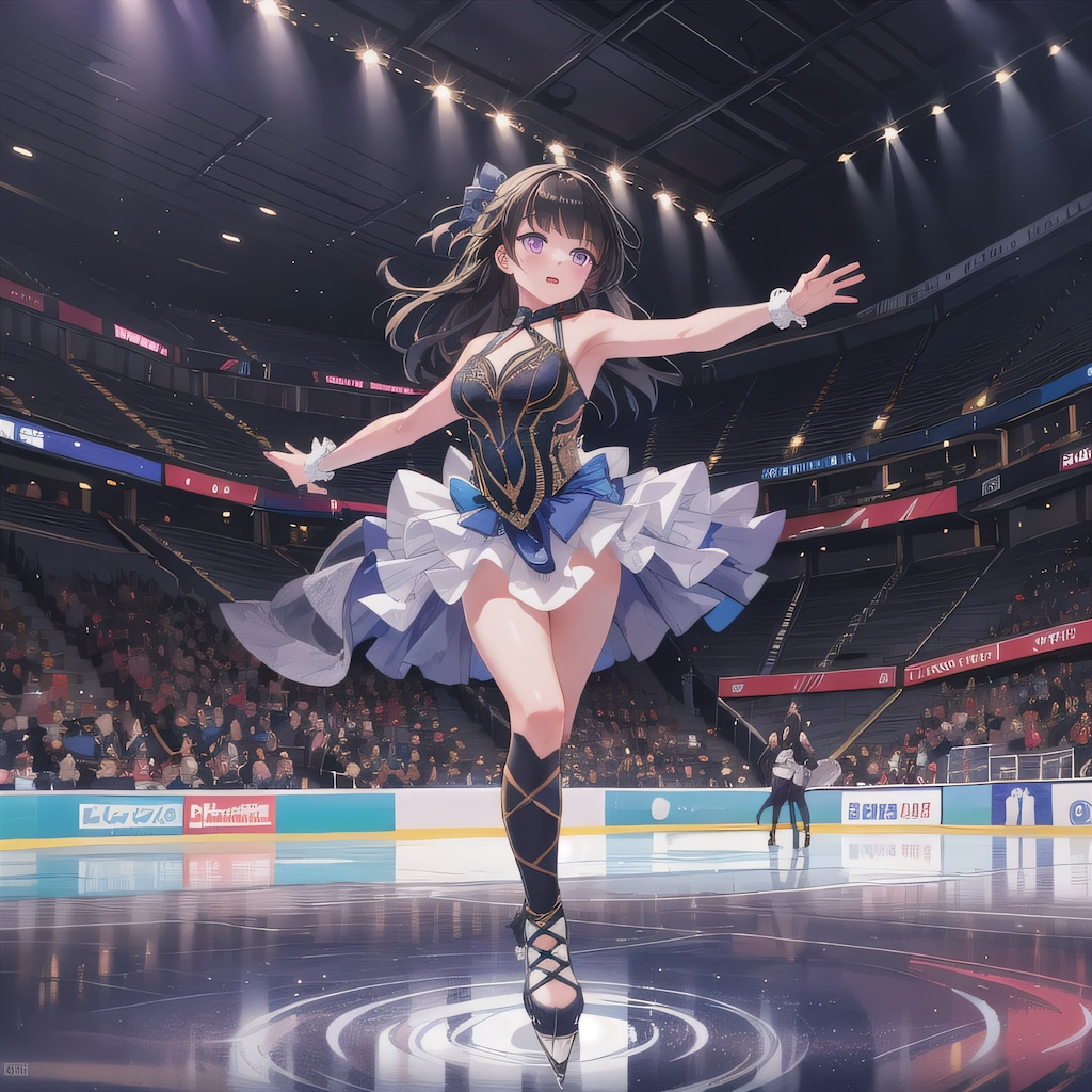 黒髪ロングでアイススケートの少女３０