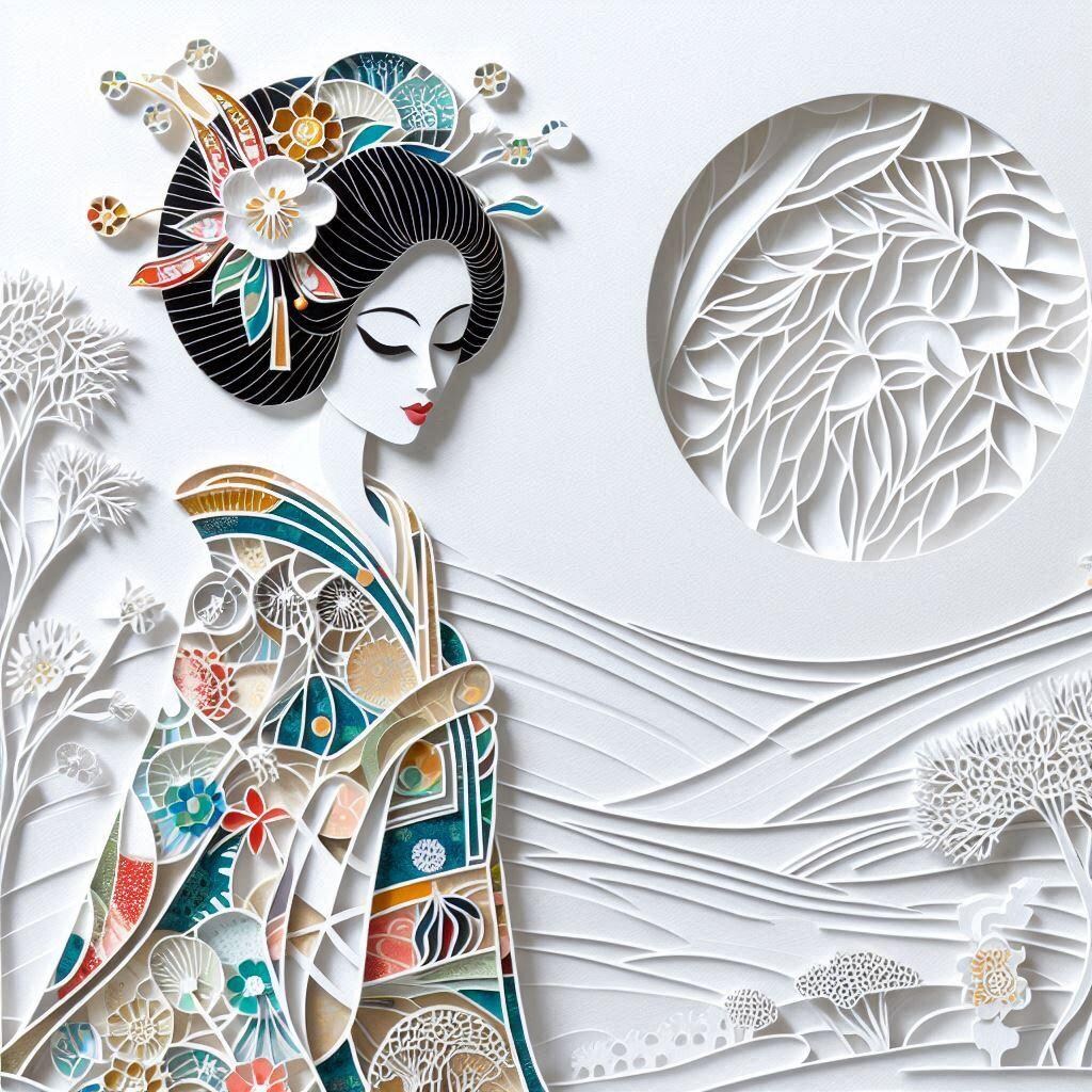 切り紙で和服