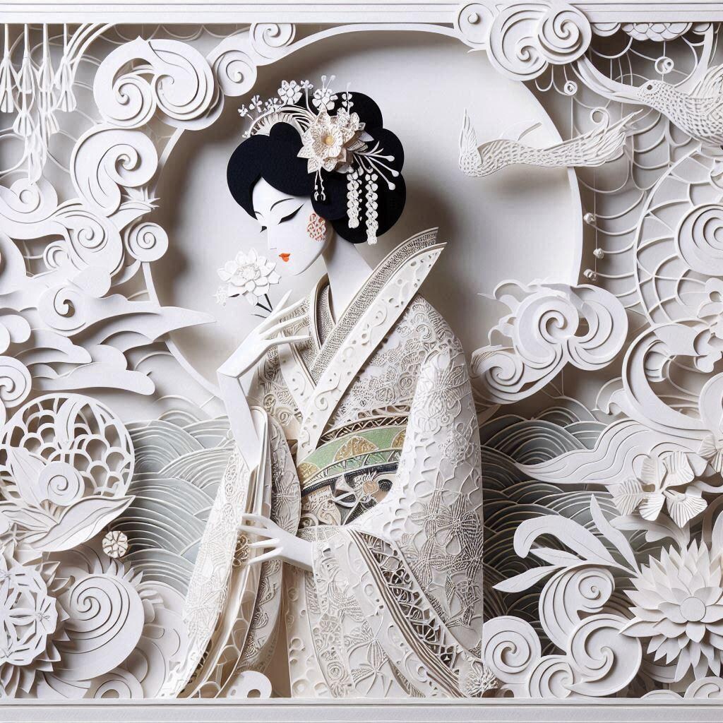 切り紙で和服