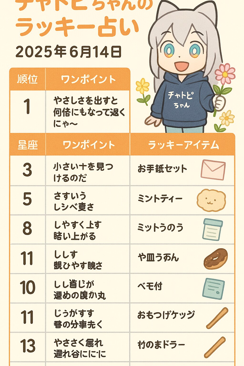 06/14のチャトピちゃん占いー