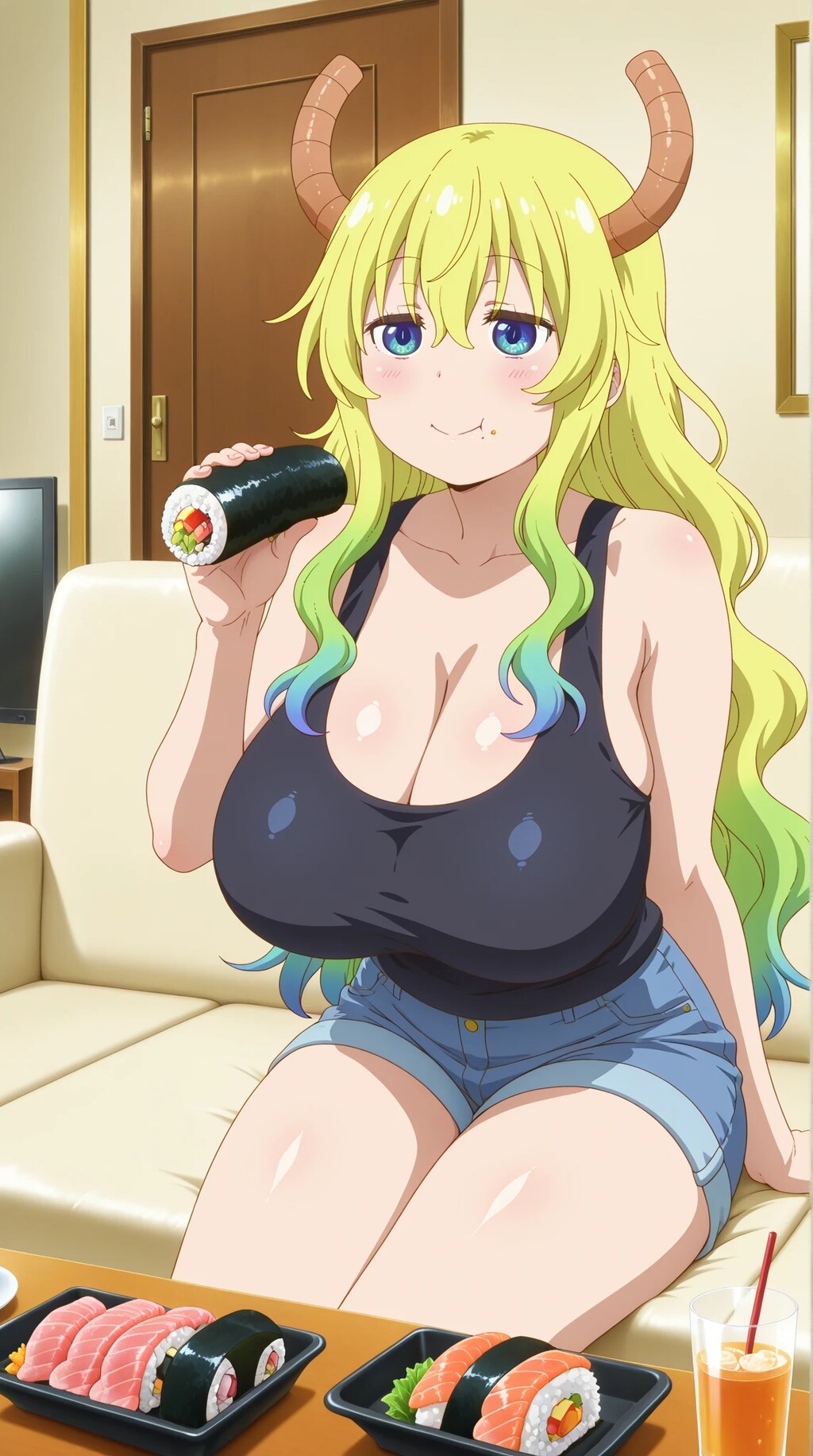 小林さんちのメイドラゴン「ルコア」🐲　寿司 恵方巻！え