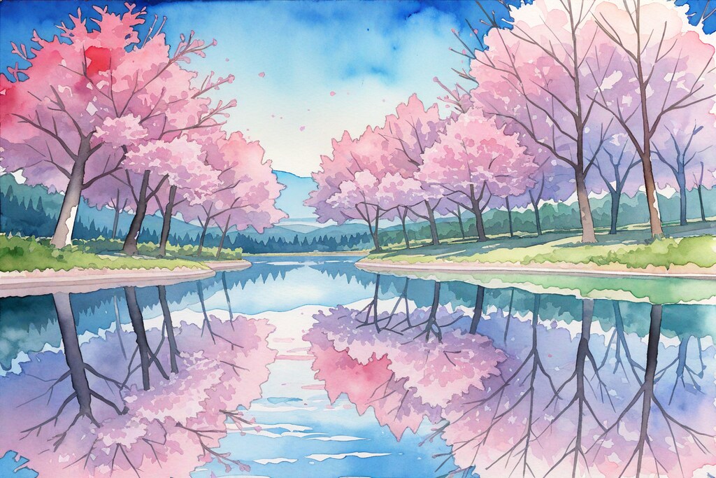 桜と湖