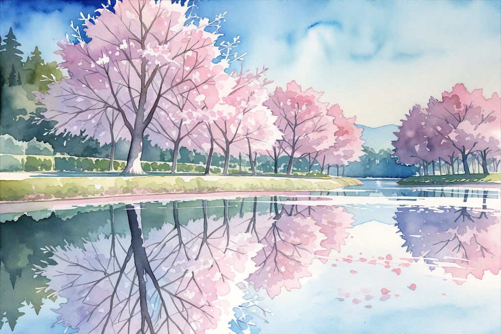 桜と湖
