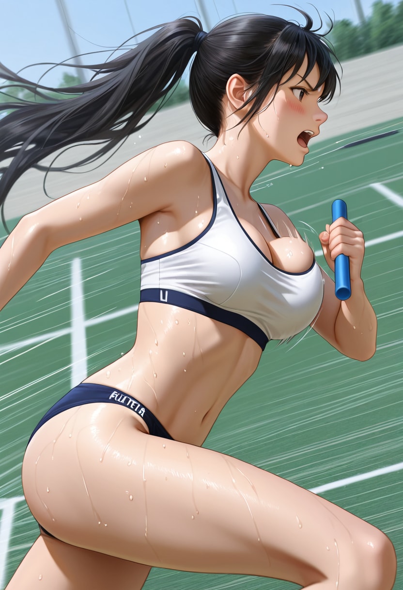 全力で走る巨乳、そして優勝