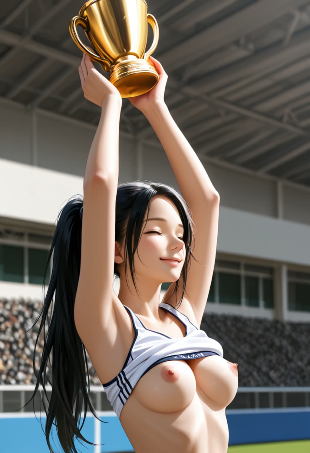 全力で走る巨乳、そして優勝