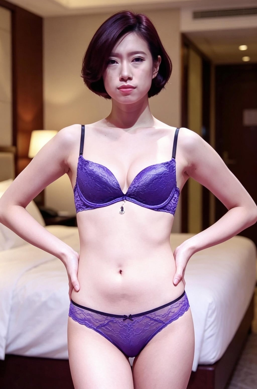 ホテルに呼ばれてこれからHする下着姿お姉さん