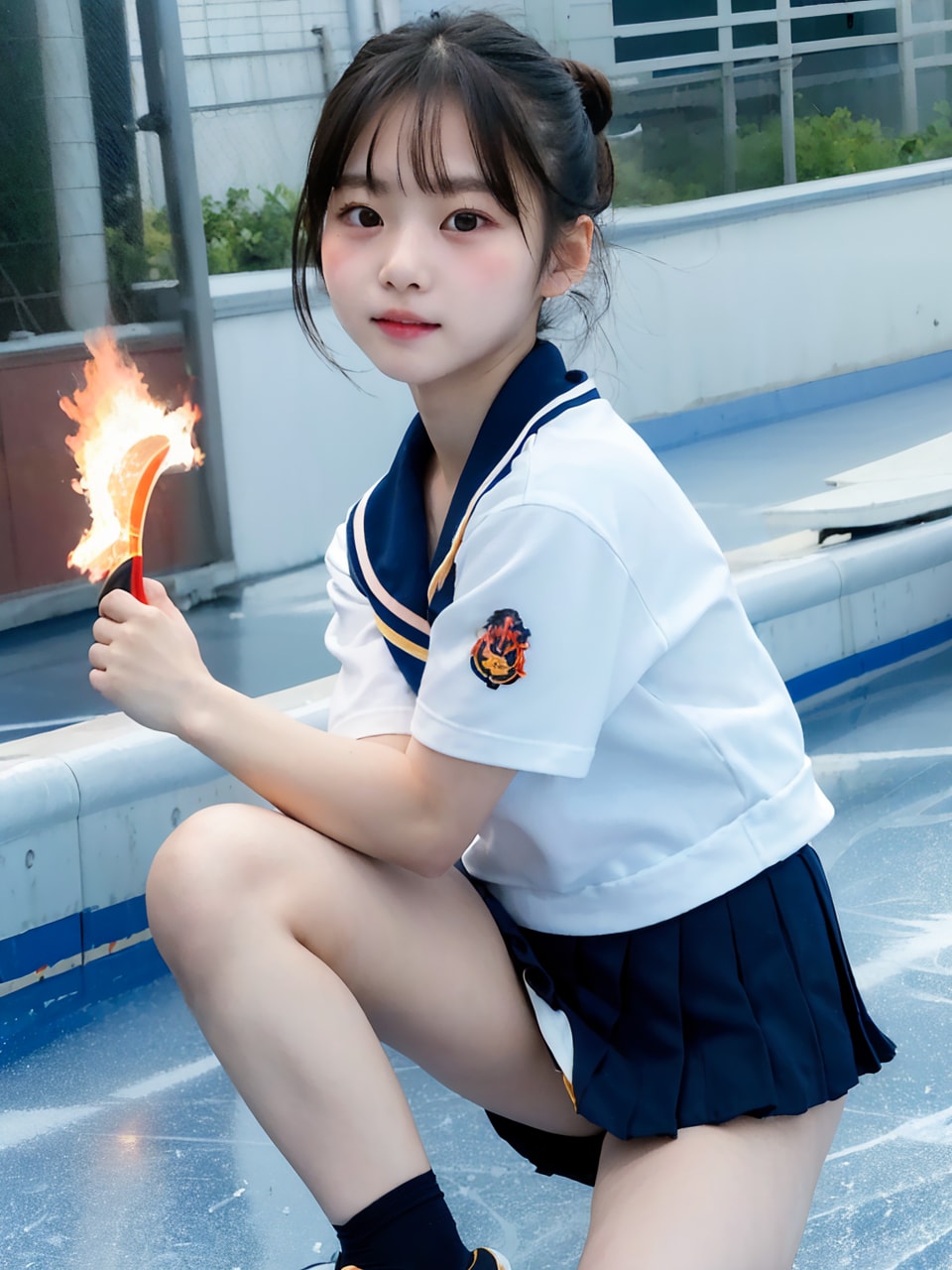 【謎画像】スケートリンクでインソールを燃やす女子高生