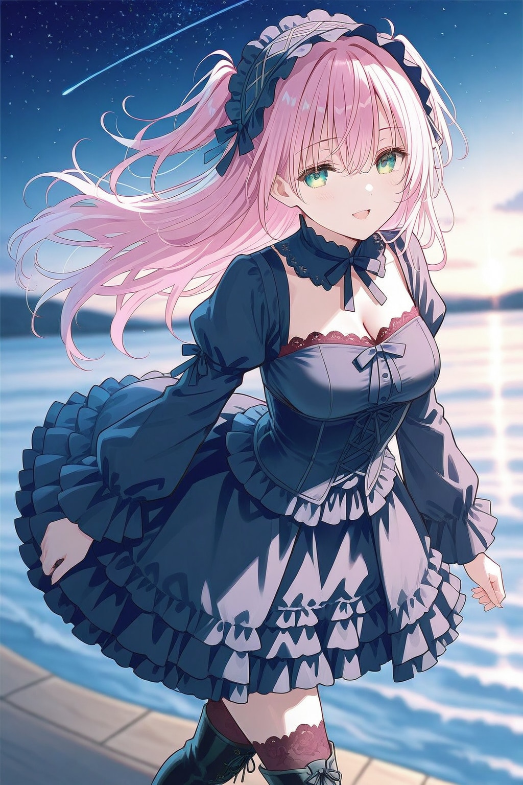 星空の下のビーチでのデート | の人気AIイラスト・グラビア