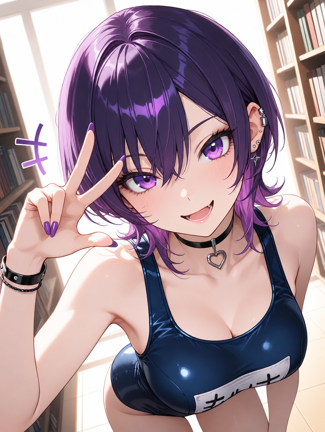 スク水みやびさんがピース✌