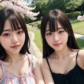 美人姉妹のお花見自撮り 7枚目