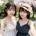 美人姉妹のお花見自撮り 3枚目