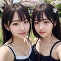 美人姉妹のお花見自撮り 8枚目
