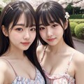 美人姉妹のお花見自撮り 2枚目