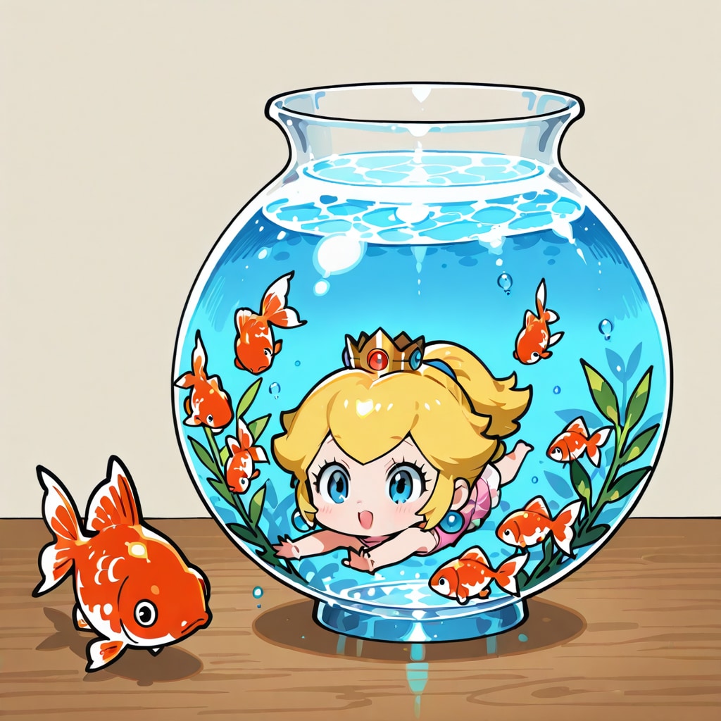 Fishbowl in goldfish and peachfish | の人気AIイラスト・グラビア