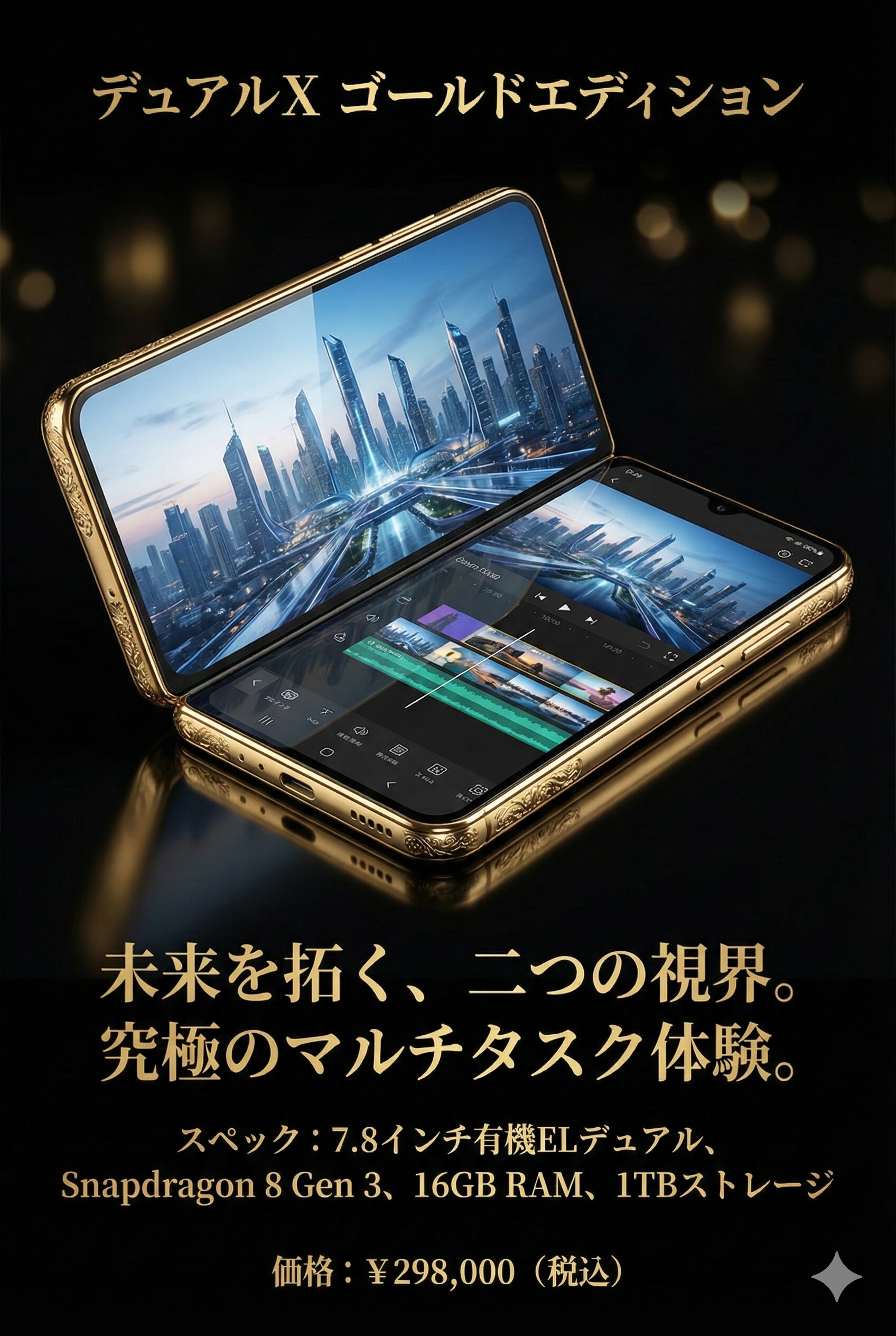 偽広告　２画面スマホ | の人気AIイラスト・グラビア