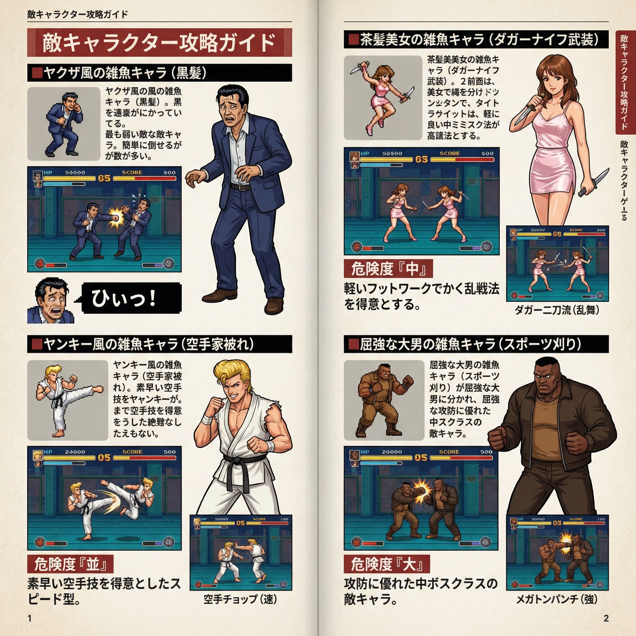 レトロアクションゲーム　雑魚キャラ解説