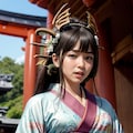 "竜の髪飾りと着物美女" 2枚目