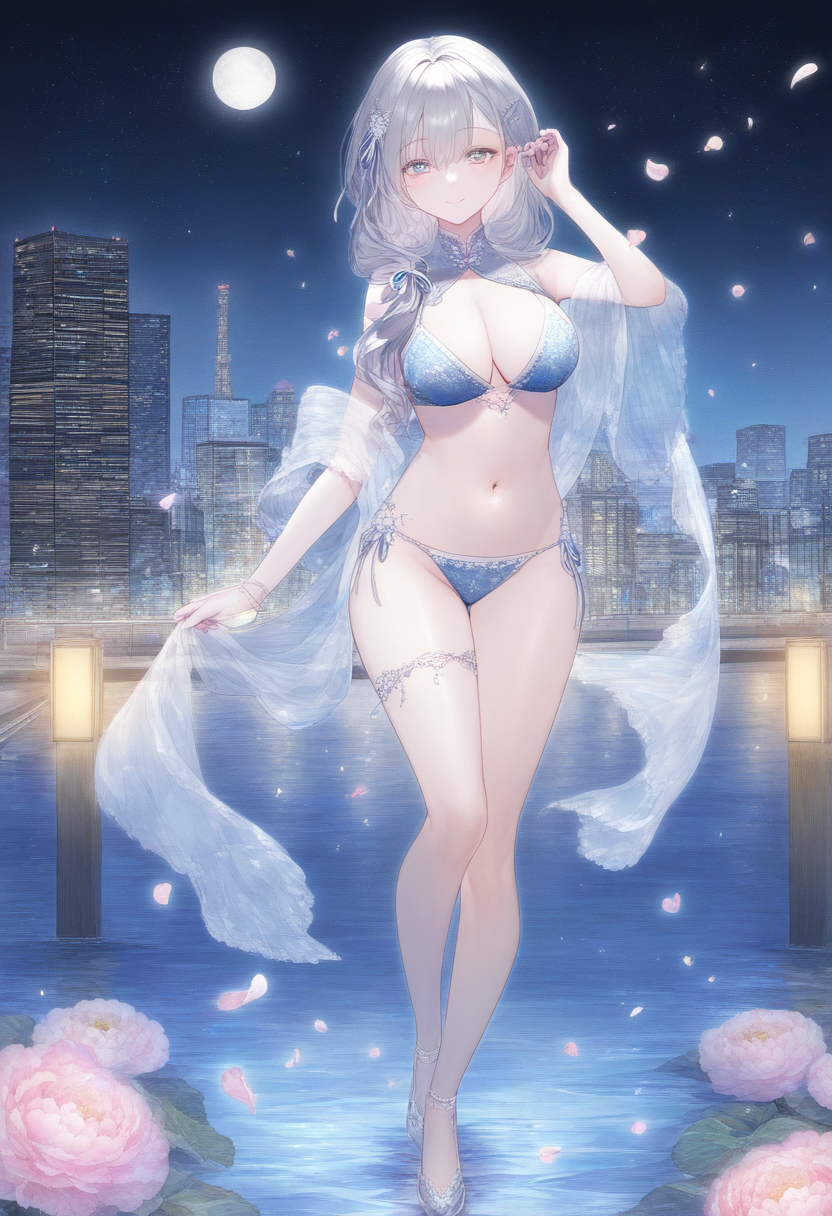 中華リゾートにいくチャイナビキニの銀髪ちゃんです。