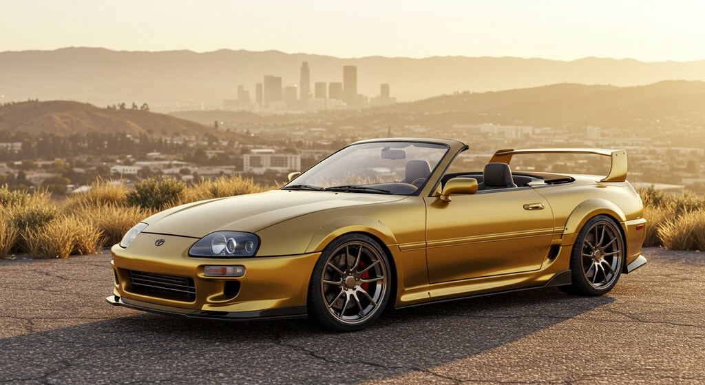 ゴールドカラースープラオープンカー