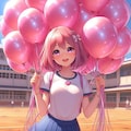 風船バトンリレーの第一走者の人は風船取りに来てね♡ 4枚目
