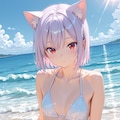 ビキニ姿のツリ目猫ちゃん 4枚目