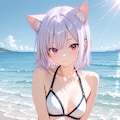 ビキニ姿のツリ目猫ちゃん 5枚目