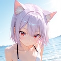 ビキニ姿のツリ目猫ちゃん 3枚目