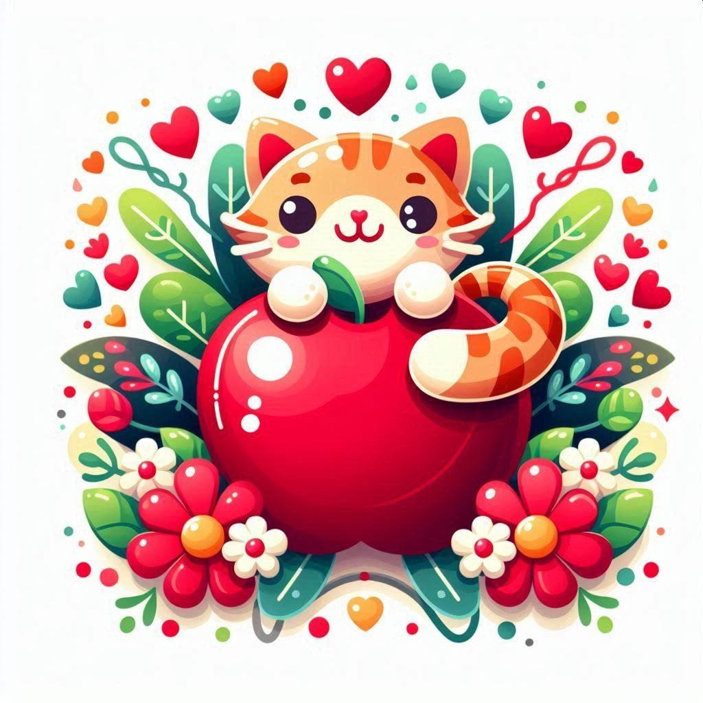 12月12日はリンゴ猫の日-Dalle編