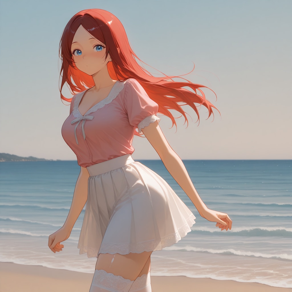 9月の海にやってきた純子さん