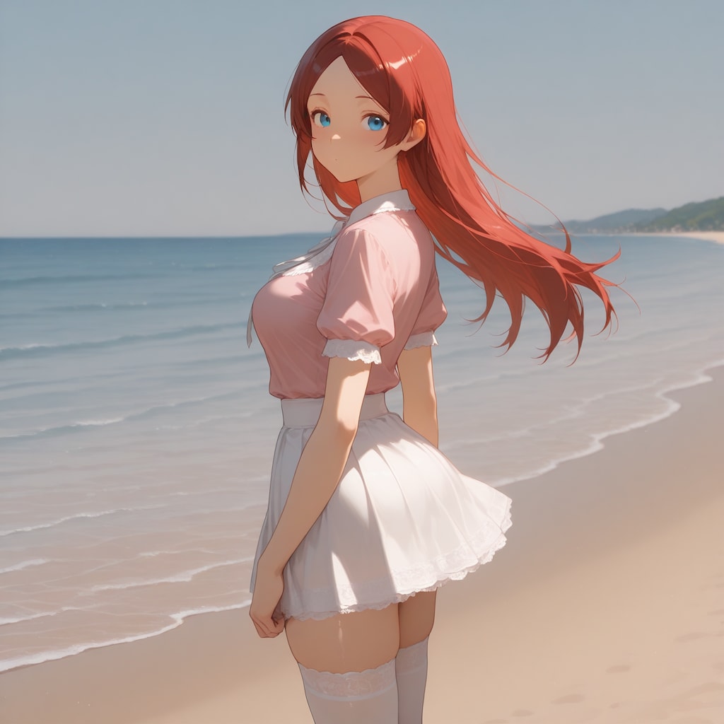 9月の海にやってきた純子さん