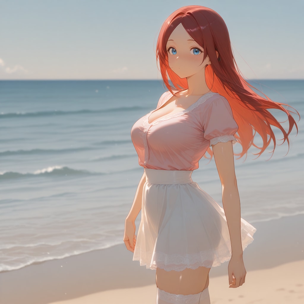 9月の海にやってきた純子さん