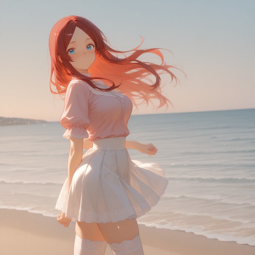 9月の海にやってきた純子さん