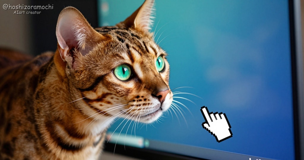 動く白い「手」を絶対につかまえるニャ！🐾 マウスポインタを狙うハンター猫