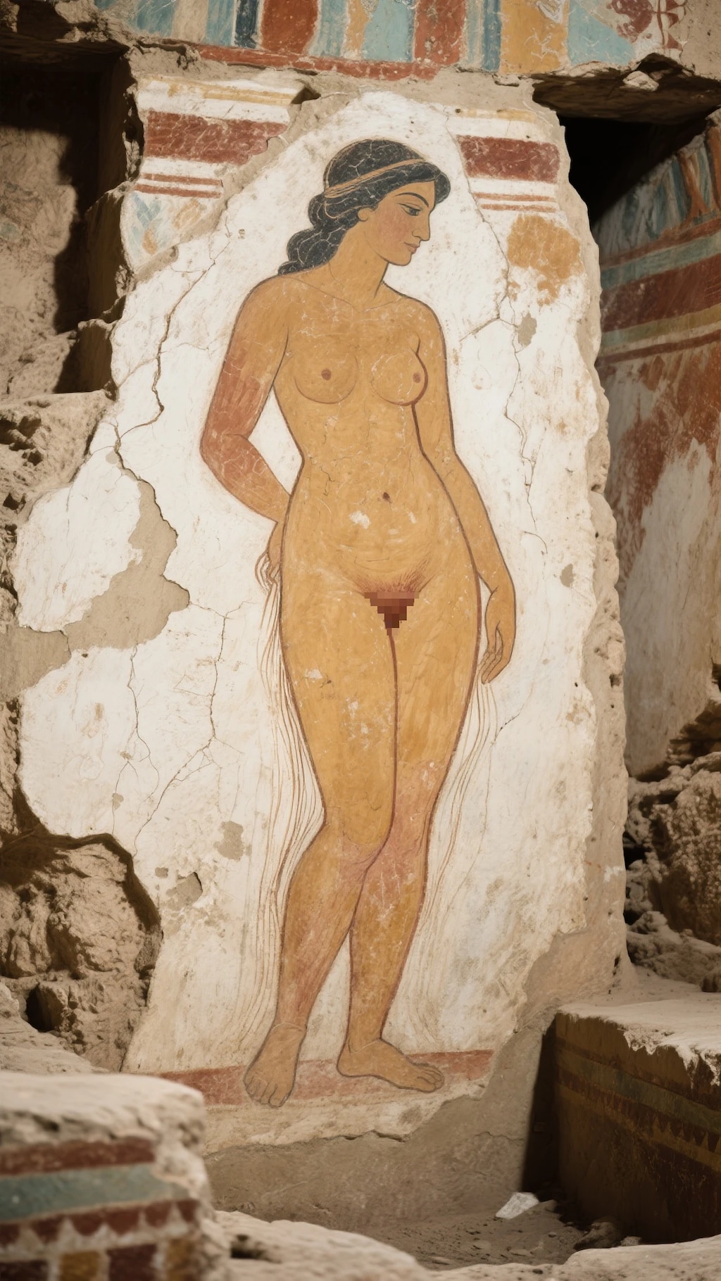 遺跡フレスコ画女性。