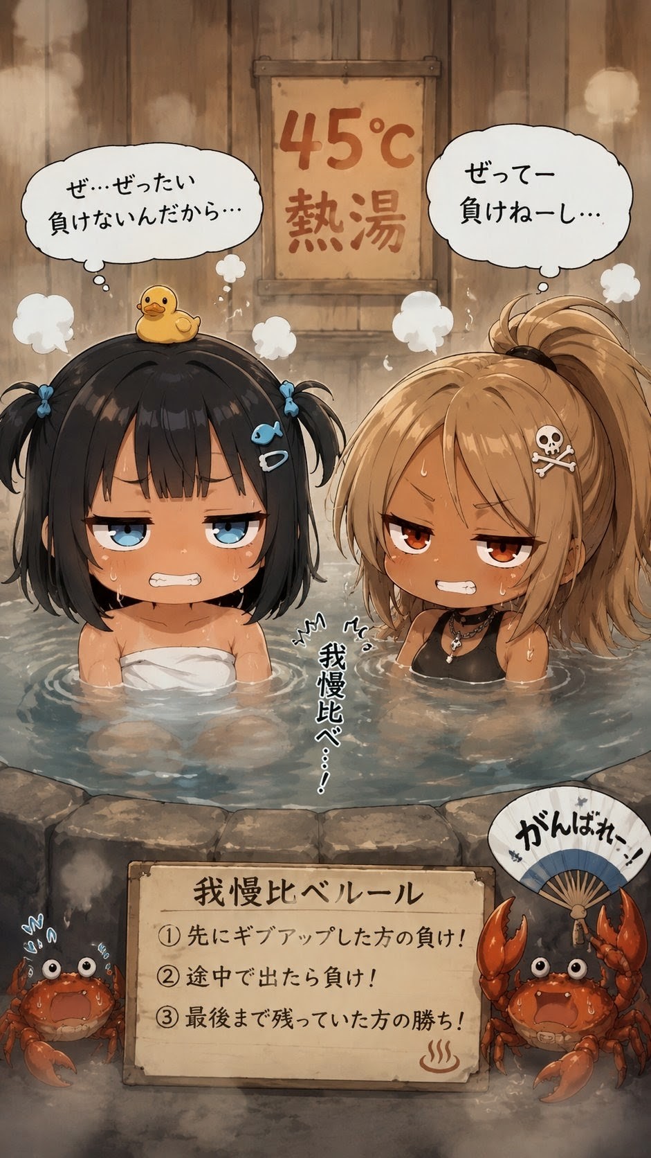こなつ🐟️＆おにく🍖我慢比べ♨️
