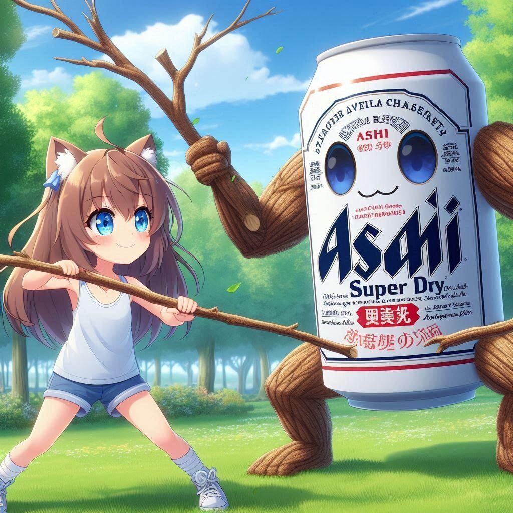 木の枝でチャンバラをしている小さな女の子