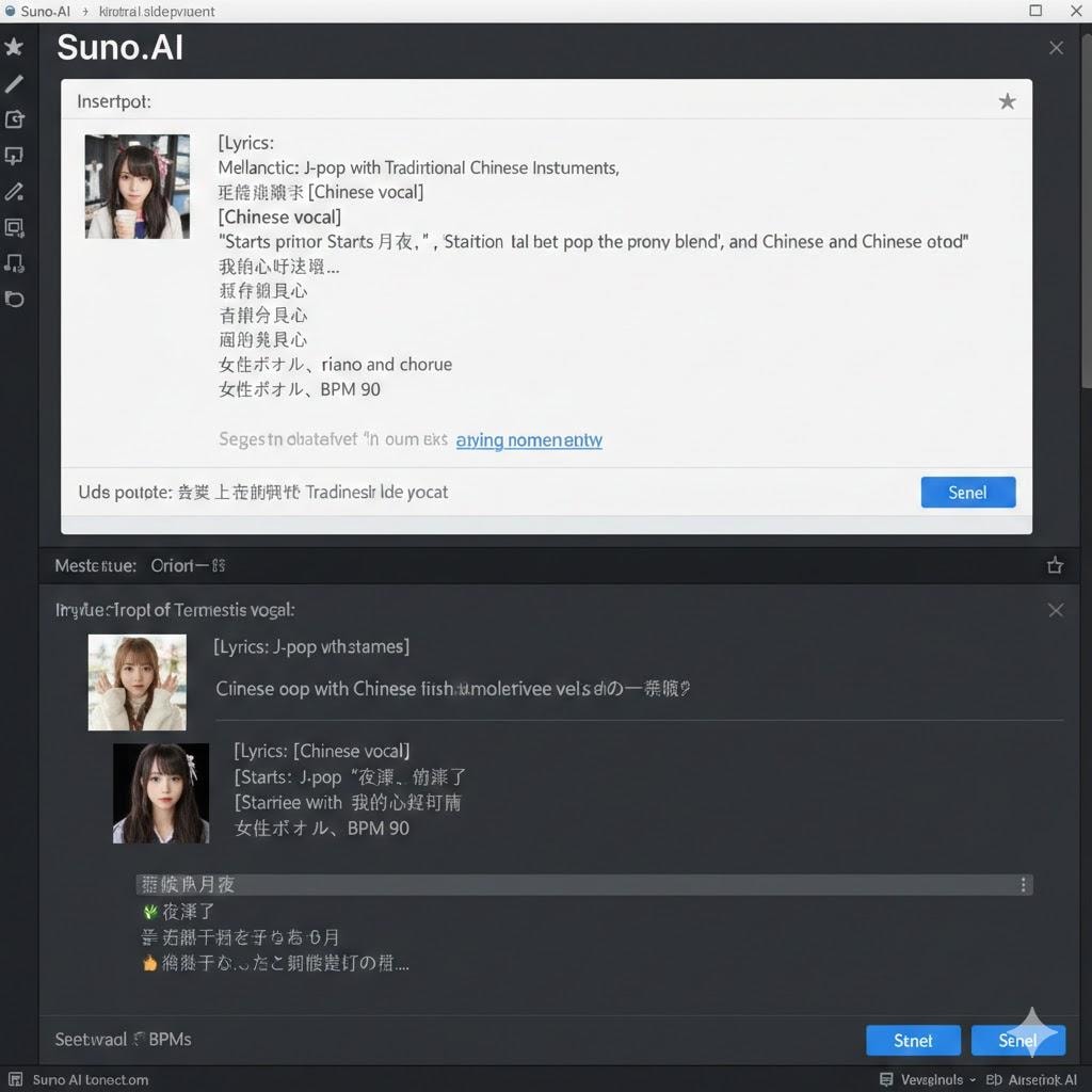 音楽性から生まれた画像、ラストの二枚は音楽の対話中のAIが途中でエラーを起こして画像を吐き出したもの
