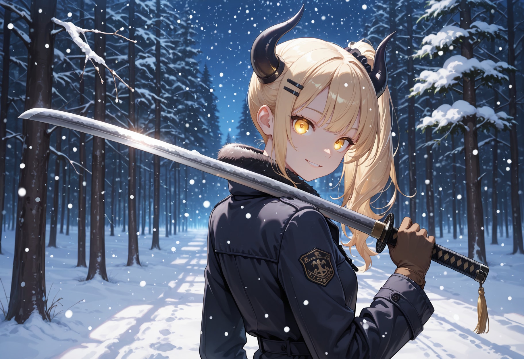 雪の夜と女鬼高生さん | の人気AIイラスト・グラビア