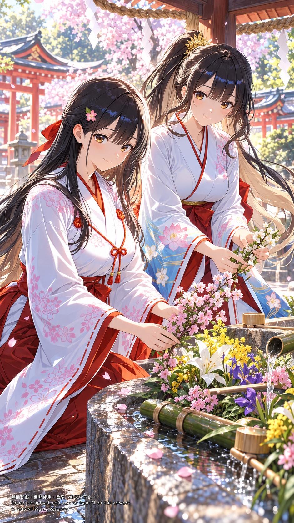 🍁 神楽さんとアマテラスさん、秋の花手水で | の人気AIイラスト・グラビア