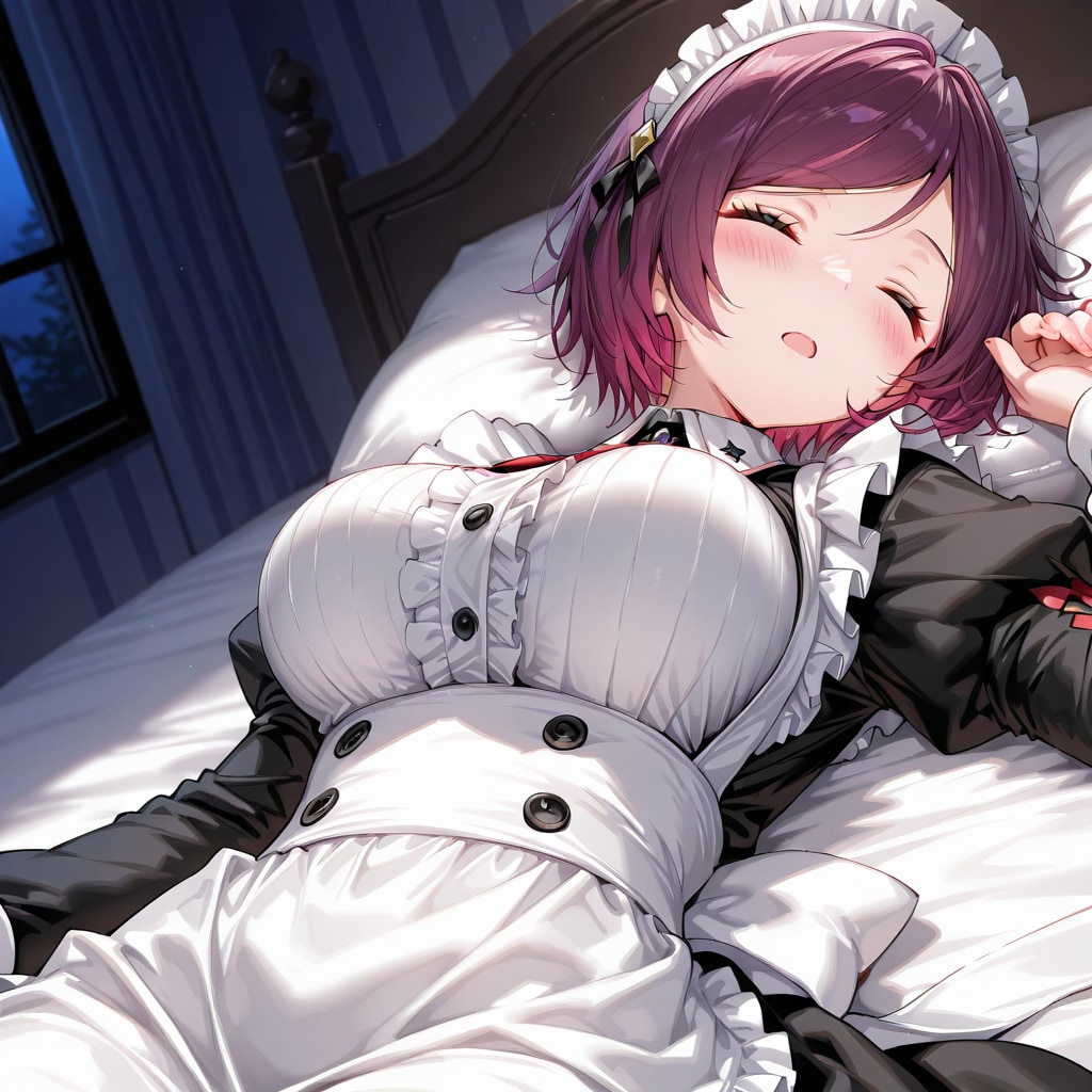 おやすみなさい（挨拶メイドの芽衣ちゃん） | の人気AIイラスト・グラビア