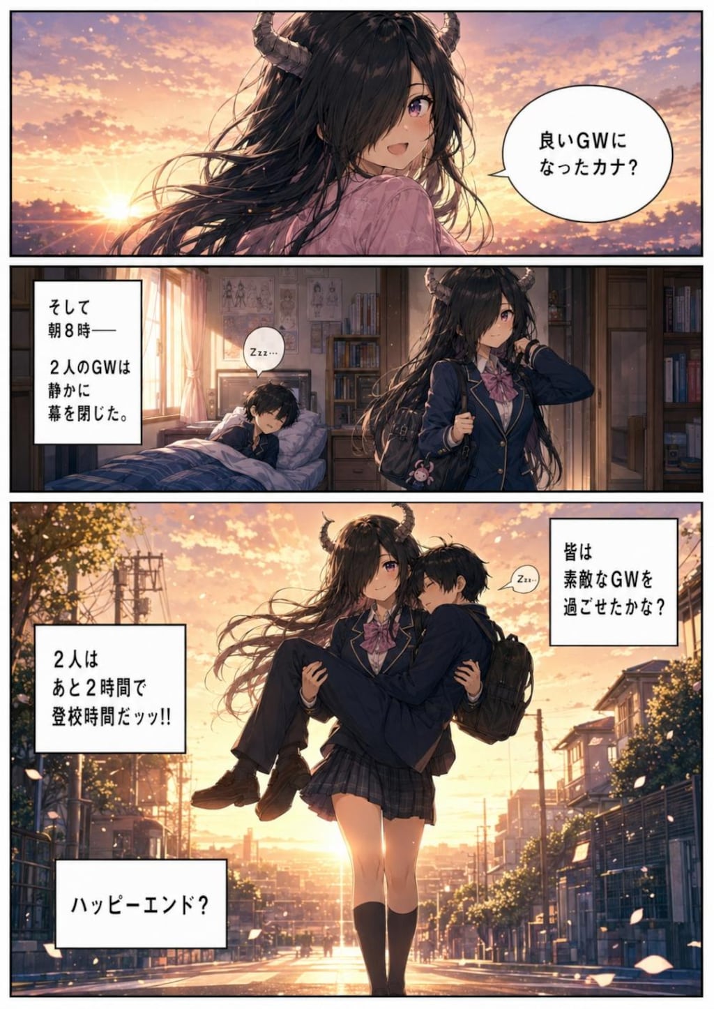メカクレ幼馴染娘の世界のツノ学習ラブコメギャグ漫画