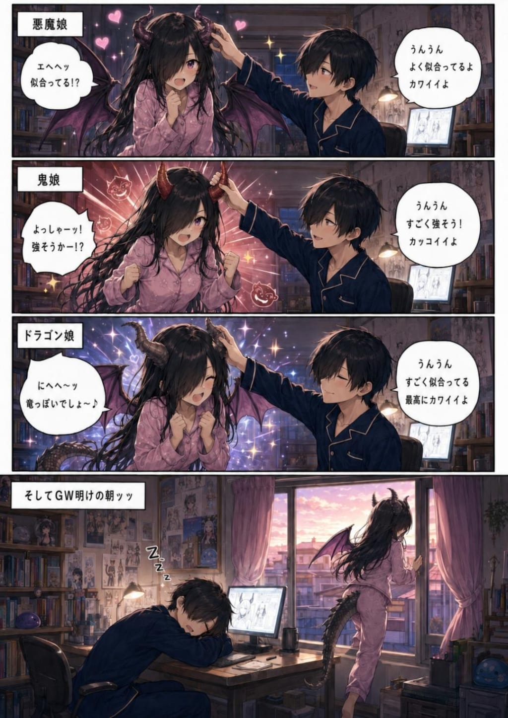 メカクレ幼馴染娘の世界のツノ学習ラブコメギャグ漫画