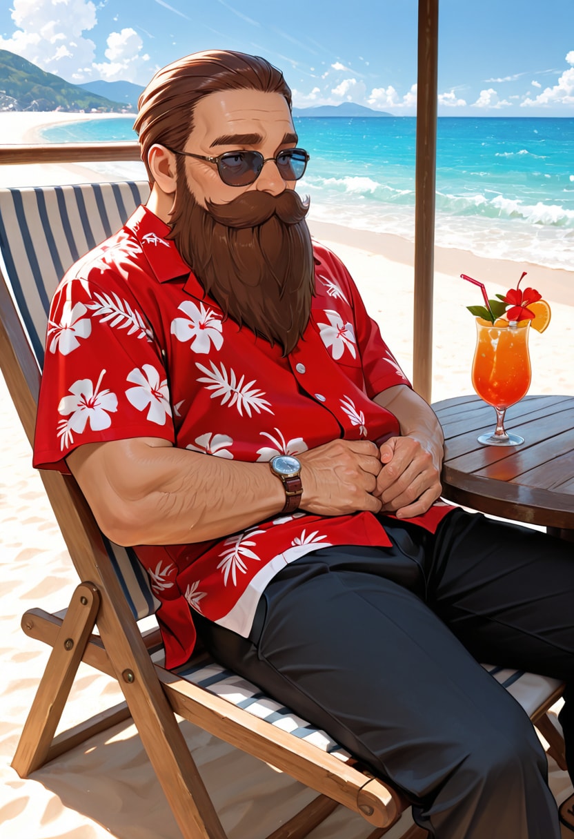 オフピーク休暇中のデンケン氏🍹🌊 | の人気AIイラスト・グラビア