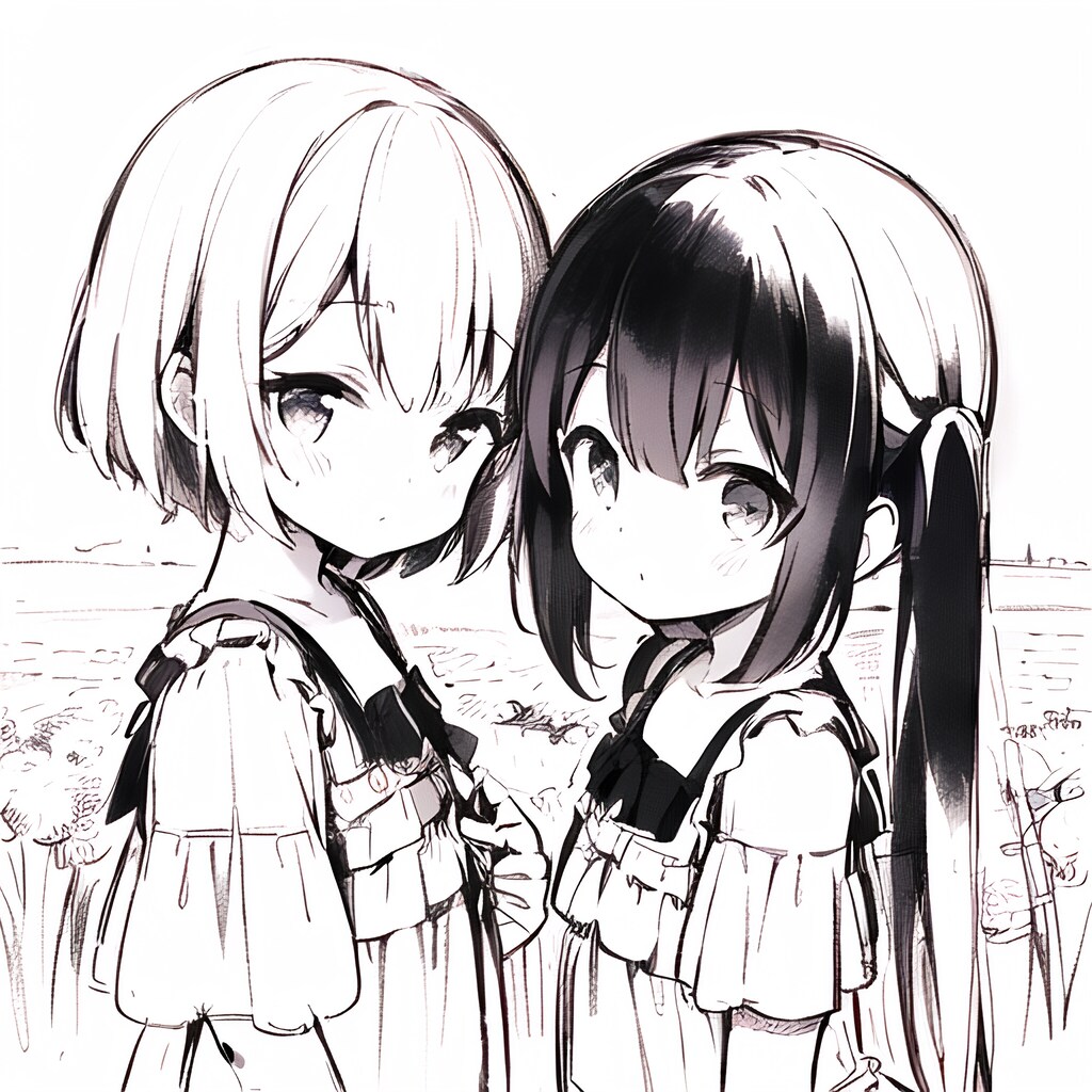 振り向く幼女のラフ画