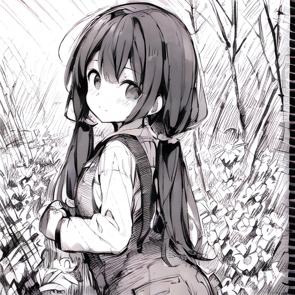 振り向く幼女のラフ画