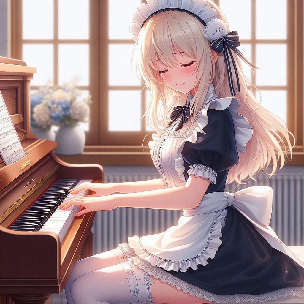 ピアノ弾くメイドさん